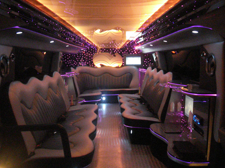 Inside Silver Hummer - Pink Lights